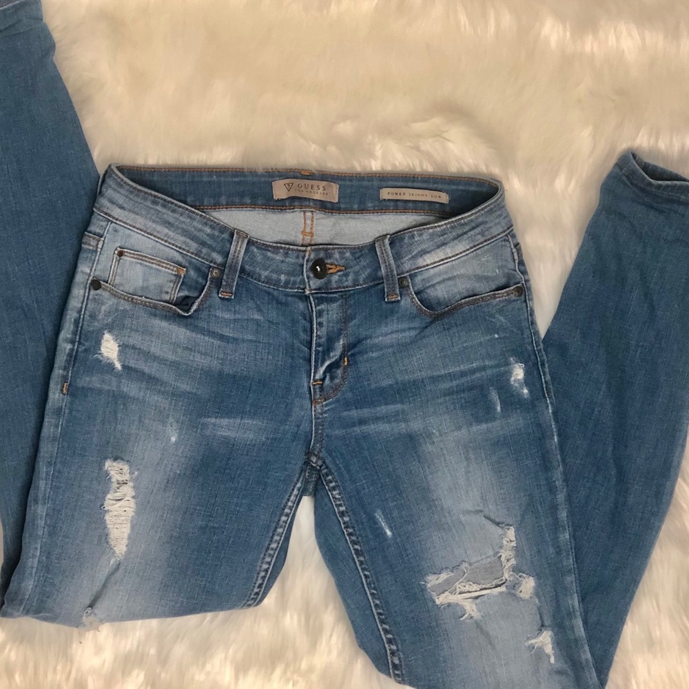 New GUESS Distressed POWER SKINNY LOW sz 26